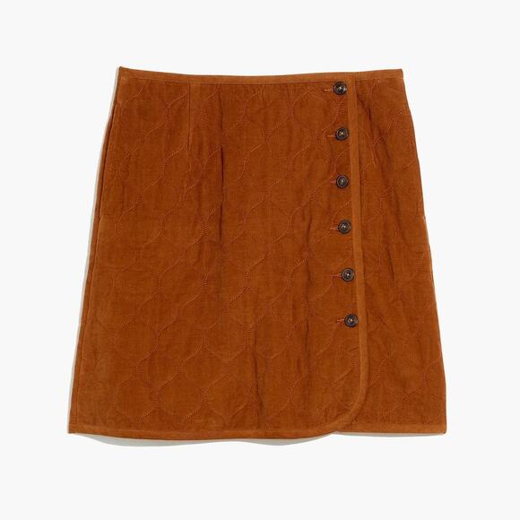 Madewell Corduroy Quilted Mini Skirt Warm Coffee Size 4 - Picture 1 of 11